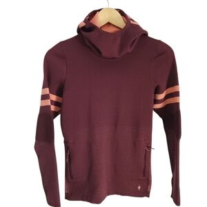 SMARTWOOL Women's Intraknit™ Merino Tech Pullover Hoodie burgundy orange XS